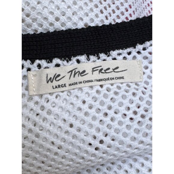 We The Free Mesh Crochet Knit Long Sleeve Top L White With Multicolor Stripes - Picture 6 of 11